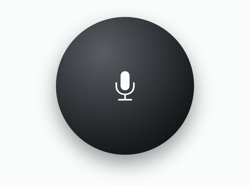 The app&rsquo;s dark sphere, with a microphone in it.